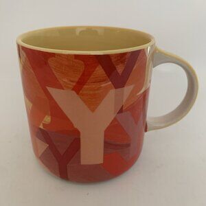 Anthropologie Lottie Monogram Coffee Mug Cup Initial Y Orange Yellow Red 16oz